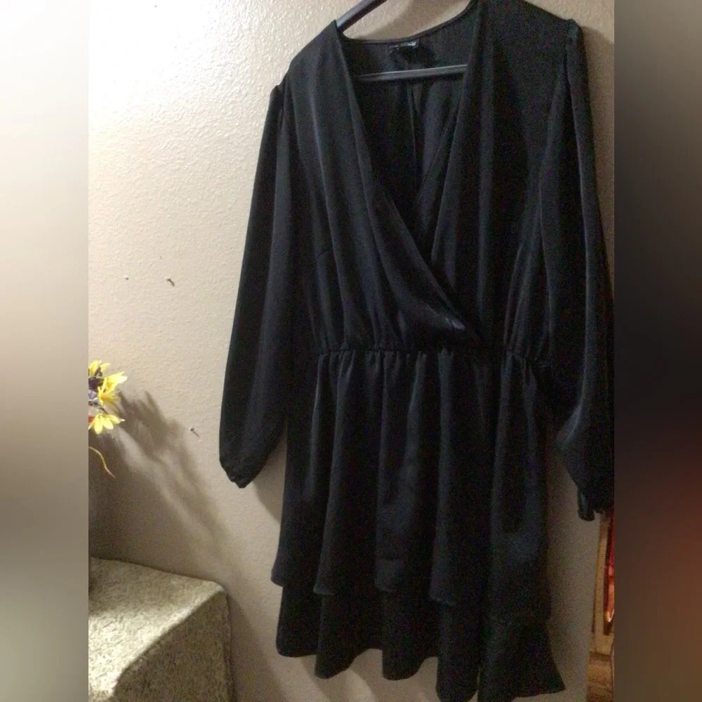 CITY CHIC BLACK RUFFLE MINI DRESS - Picture 2 of 14
